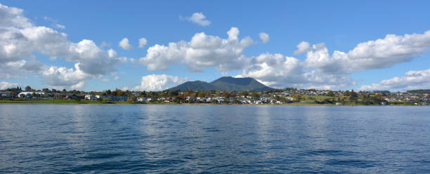 istock Panoramic landscape view of Taupo town 683177870