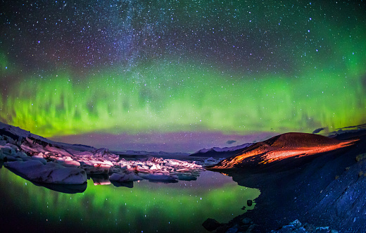Colorful Aurora Borealis, Iceland