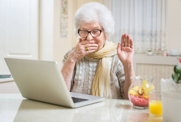 istock Surprised or shocked senior woman using laptop at home. 683184904