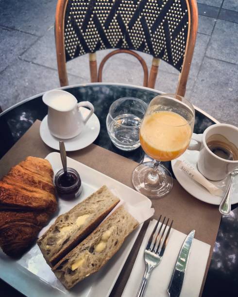 istock Breakfast on a table of Paris cafe, France 683194286
