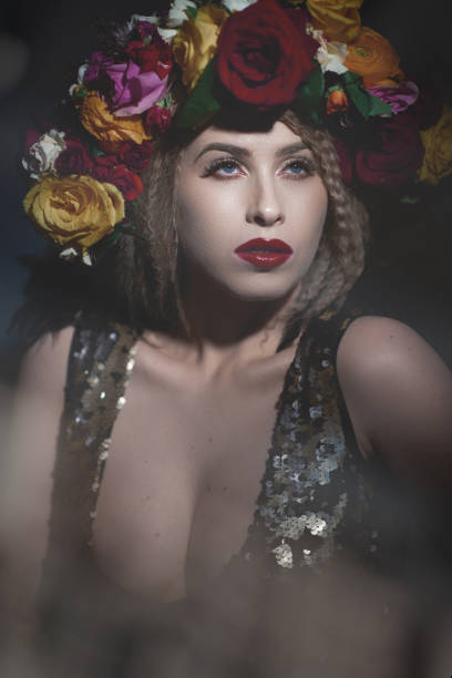 istock glamour woman wearing flower crown 683207908