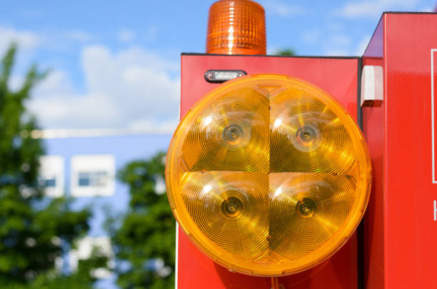 istock Orange lens on a large round lamp 683208444