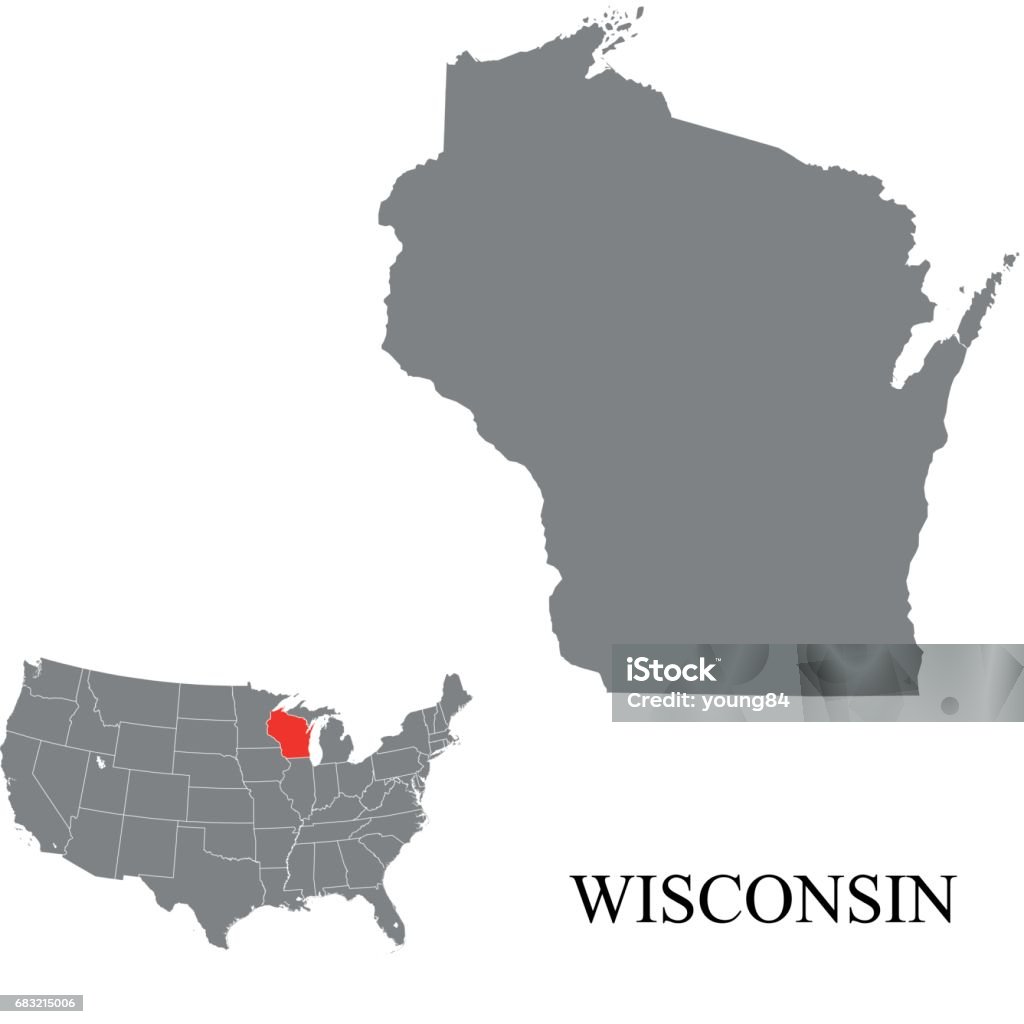 Wisconsin America Map Ilustración de Mapa De Wisconsin y más Vectores Libres de Derechos de ...