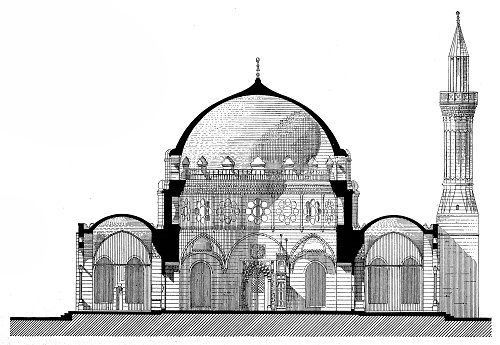 Illustration of a  Mosque of Sinan Pasha in Cairo ,section