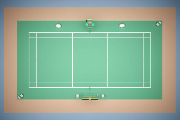 istock Tennis court with inventory 3d rendering 683219416