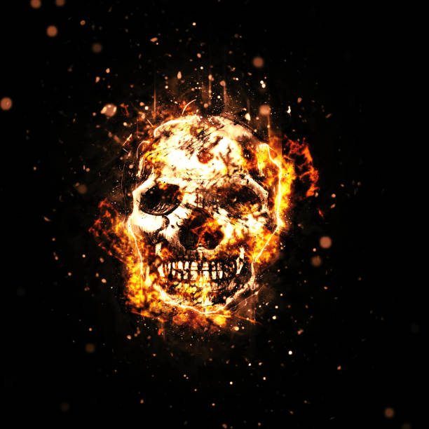 istock Burned skull with fiery orange flames 683229878