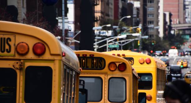 istock Yellow bus in New York 683236426