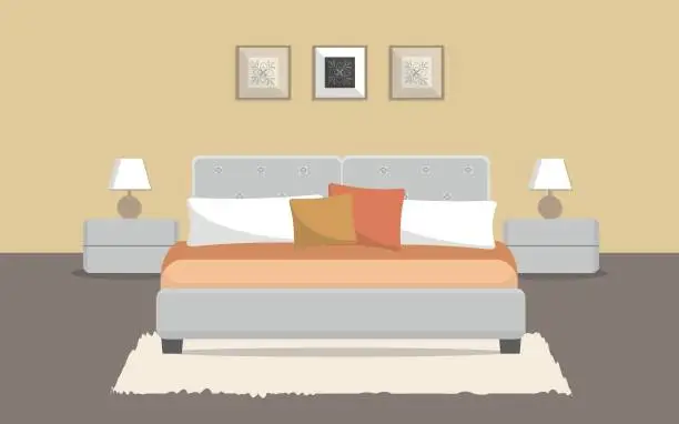 Vector illustration of Bedroom in a beige color