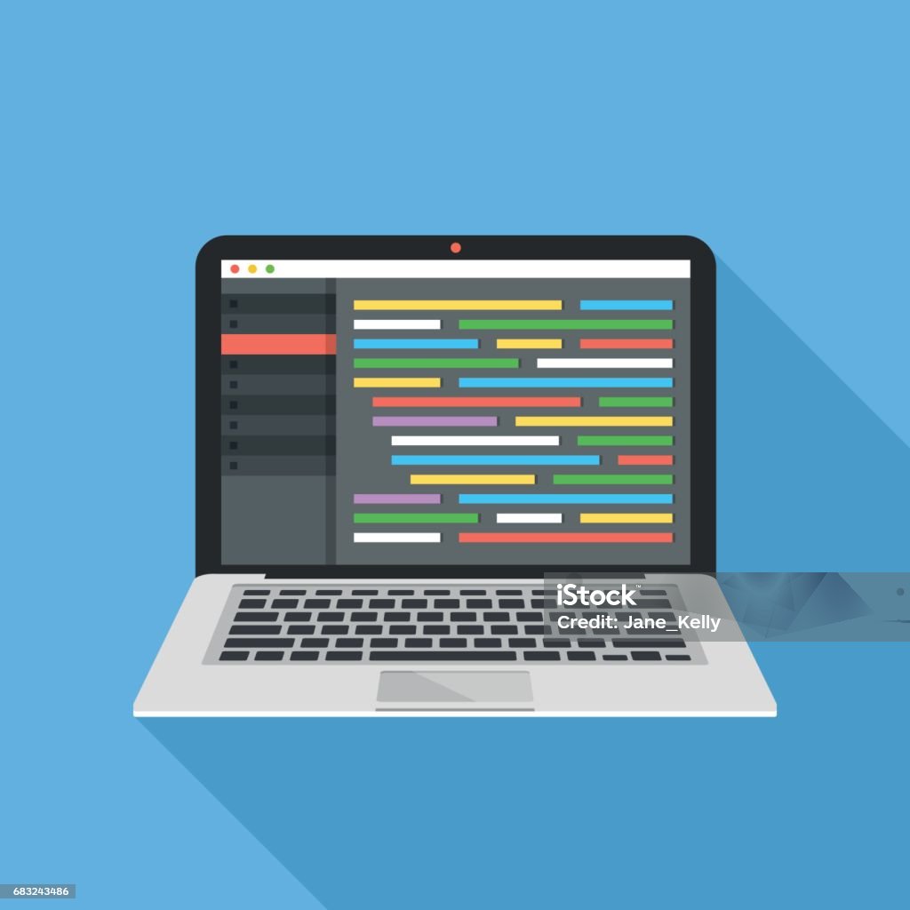 Code Compilier Graphic Coding Programming Web Development Concept Source Code Editor With ...