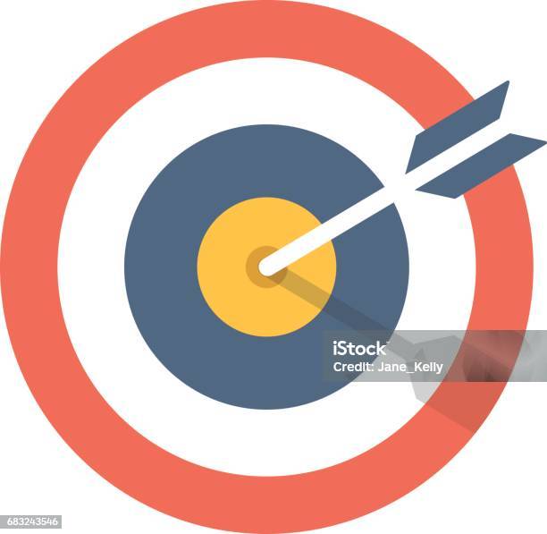 Icona Di Destinazione E Freccia Simbolo Del Bullseye Illustrazione Grafica Di Design Piatto Moderno Icona Della Destinazione Vettoriale E Della Freccia - Immagini vettoriali stock e altre immagini di Tiro al bersaglio