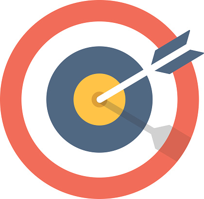 Target and arrow icon. Bullseye symbol. Modern flat design graphic illustration. Vector target and arrow icon