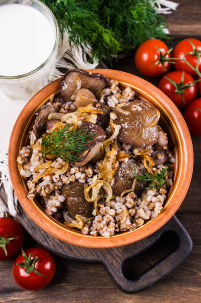 istock Boiled buckwheat with mushrooms 683244350