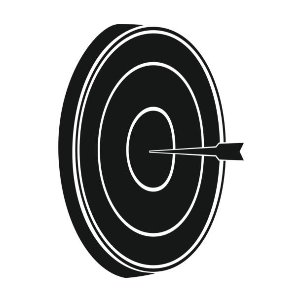 illustrazioni stock, clip art, cartoni animati e icone di tendenza di icona freccette in stile nero isolata su sfondo bianco. illustrazione vettoriale stock simbolo pub. - dartboard target pub sport