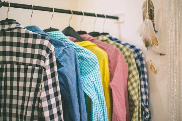 color linen shirts on hangers