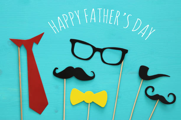 istock funny beard, glasses, mustache, tie and bow. Father's day concept 683258334