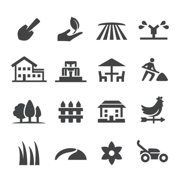 Landscaping Icons - Acme Series Landscaping Icons lawn mower clip art stock illustrations