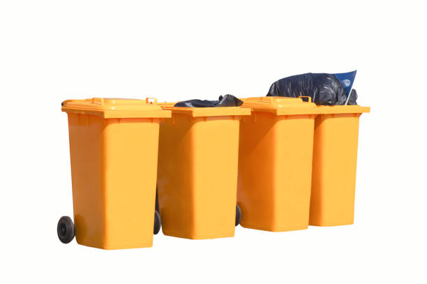 istock Yellow plastic Trash for Separate Garbage to Recycle, Isolated 683267760