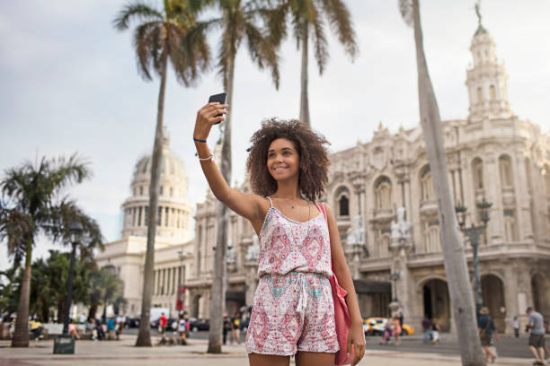 istock Happy woman taking selfie against Capitolio 683274258
