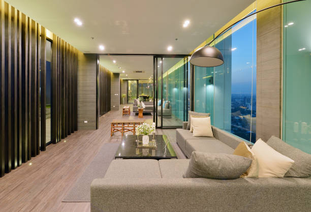 istock luxury modern living room interior and decoration at night, interior design