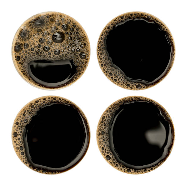 bubble of coffee on white background - coffee top view imagens e fotografias de stock