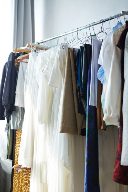 istock Custom Made Garments on Clothes Rack in Tailoring Shop 683300294