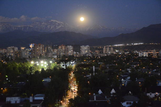 istock Full Moon rising at mount Andes in Santiago, Chile 683304038