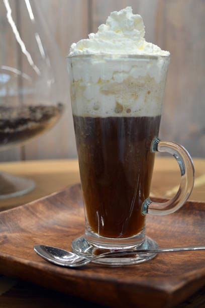 istock Viennese coffee with whipped cream on glass cup. 683313928
