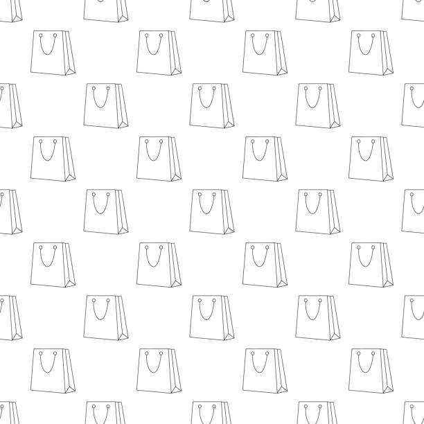 ショッピングバッグパターンシームレス - backgrounds textured effect burlap textile点のイラスト素材／クリップアート素材／マンガ素材／アイコン素材