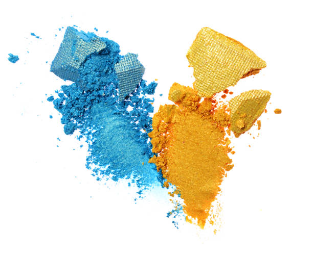 istock Smears of crushed blue and golden shiny eyeshadow 683320476