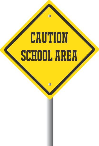 istock Caution school area traffic sign. Traffic safety concept. Caution school area traffic sign. Traffic safety concept. 683323384