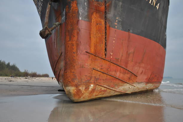 istock Ran aground ship wreckage at a seaside in Thailand 683333144