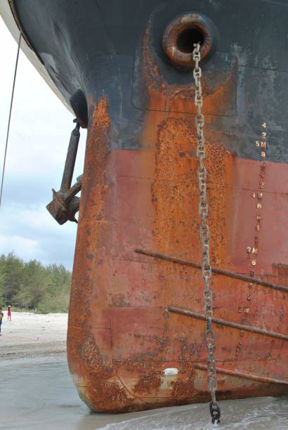 istock Ran aground ship wreckage at a seaside in Thailand 683333146