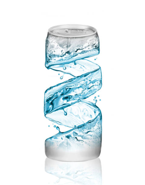 aluminum can made from water splashes, isolated on white background