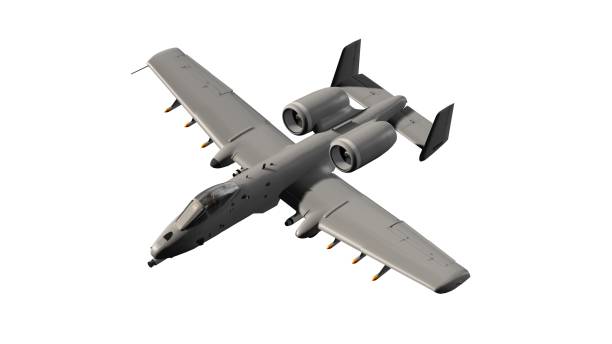 istock Popular armed US military ground attack aircraft in flight - isolated on white 683346554