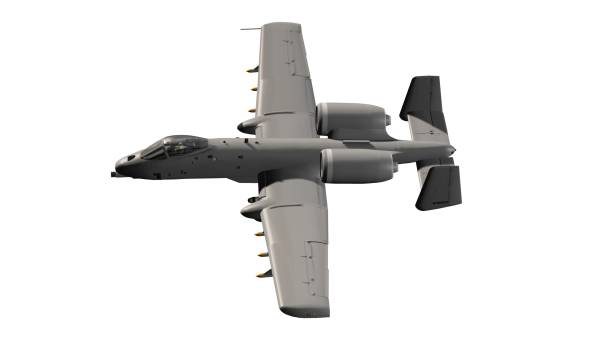 istock Popular armed US military ground attack aircraft in flight - isolated on white 683346672
