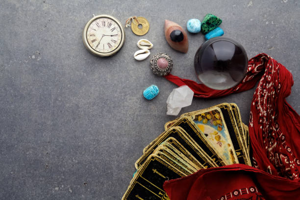istock Composition of esoteric objects, used for healing and fortune-telling 683346760