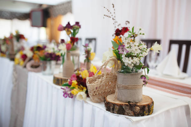 istock Wedding table decoration elements for a nice lovely banquet 683352420