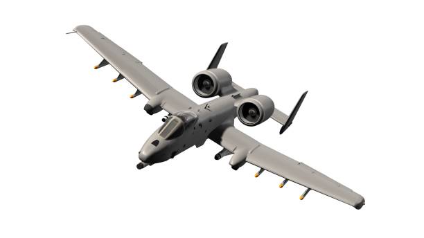 istock Popular armed US military ground attack aircraft in flight - isolated on white 683355868