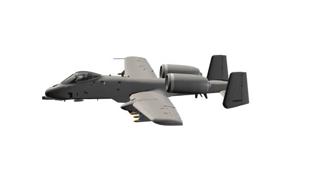 istock Popular armed US military ground attack aircraft in flight - isolated on white 683355982