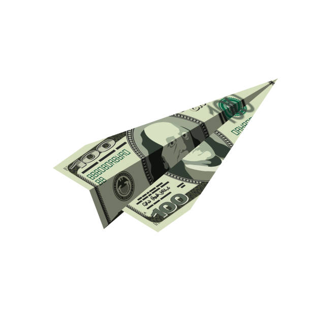 istock Aircraft dollars. Money banknote paper airplane. Financial illustration 683356612