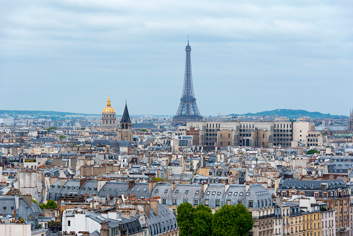 Panoramic view of Paris with Eiffel tower