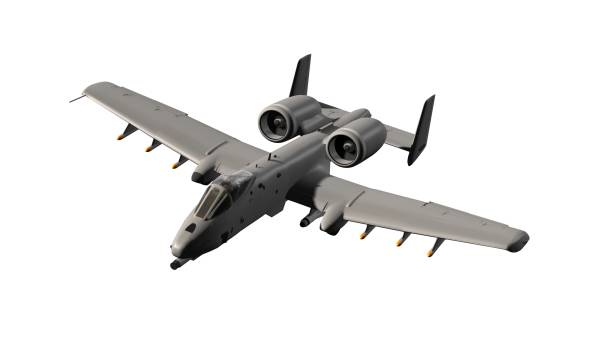 istock Popular armed US military ground attack aircraft in flight - isolated on white 683365820