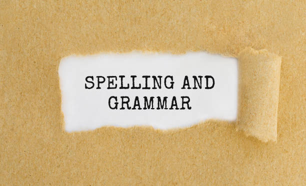 istock Text Spelling and Grammar appearing behind ripped brown paper 683373916