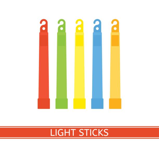 Emergency Light Stick Emergency light stick vector icon. Survival glowing stick isolated on white background in flat style. Glowstick for camping, hiking, power outage and parties. glow stick stock illustrations