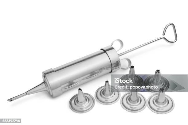 Icing Syringe Stock Photo - Download Image Now - Chrome, Cooking Utensil, Cream - Dairy Product