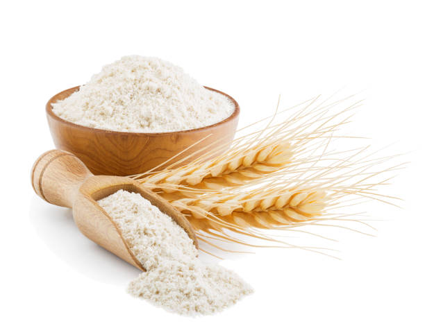 istock Whole grain wheat flour isolated on white 683395626