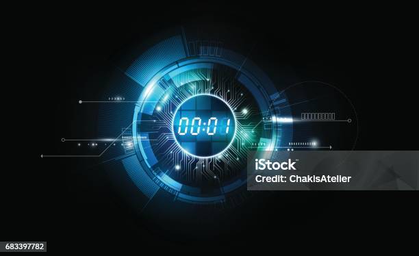 Abstract Futuristic Technology Background Digital Number Timer Concept Vector Transparent Stock Illustration - Download Image Now