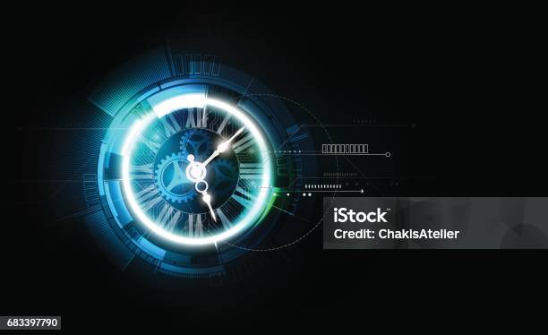 Abstract Futuristic Technology Background Clock Concept Time Machine Vector Transparent Stock Illustration - Download Image Now