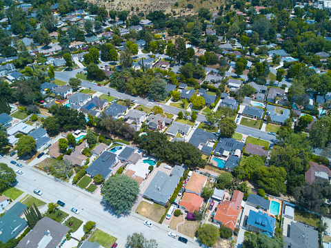 An aerial of homes in Southern California.