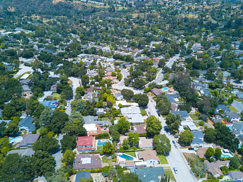 An aerial of homes in Southern California.